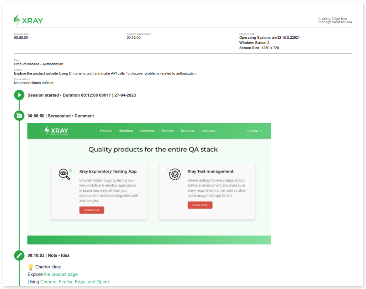 Xray Exploratory App uses charters to perform better and more focused exploratory testing.