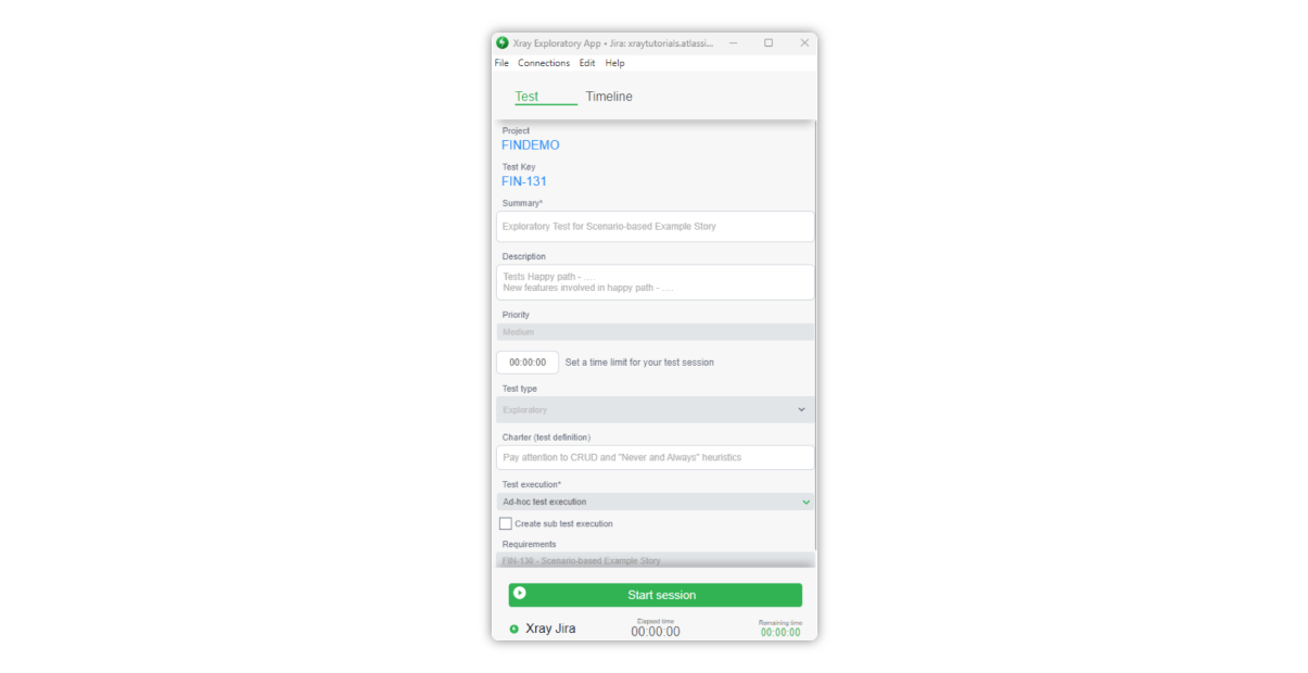Xray-Exploratory-App-Start-Session