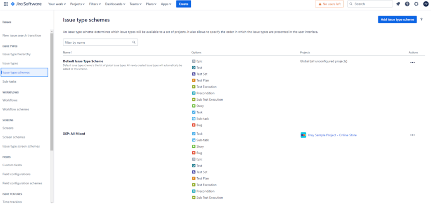 Xray-Jira-Issue-Type-Schemes