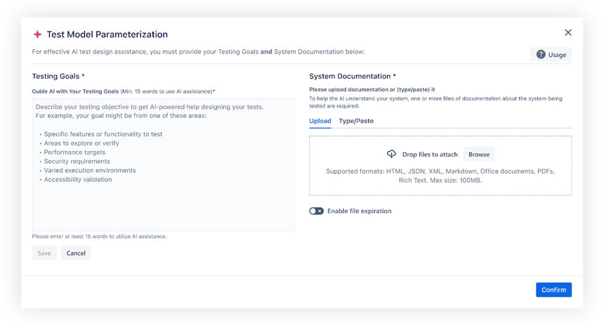 Test Model Parameterization - Xray Enterprise