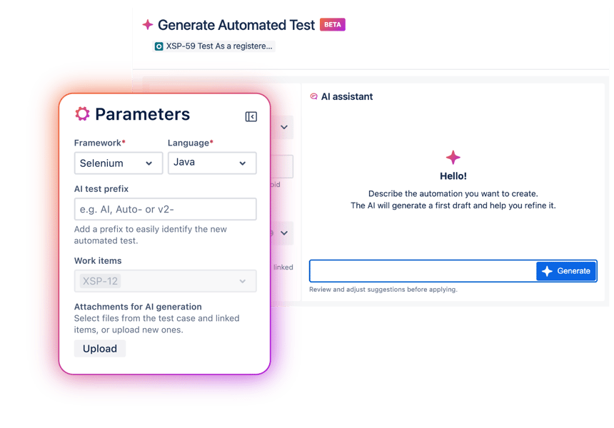 Xray's AI Test Script Generation Feature Parameters