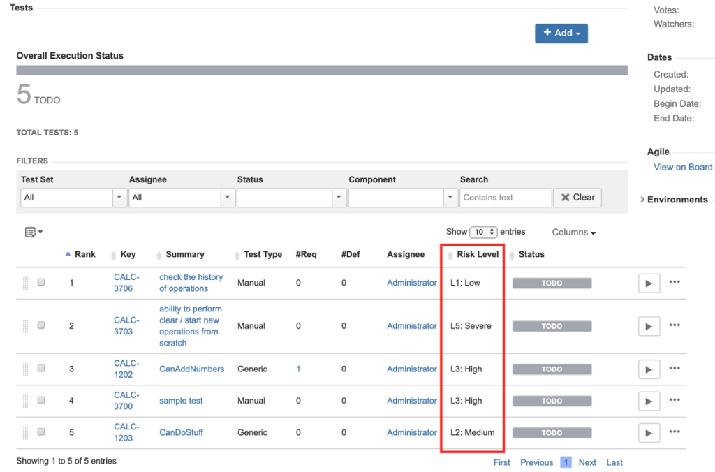 A Test Execution contains a list of tests to be run accordingly with their ranking (i.e. which you may see in the first column, named "Rank").